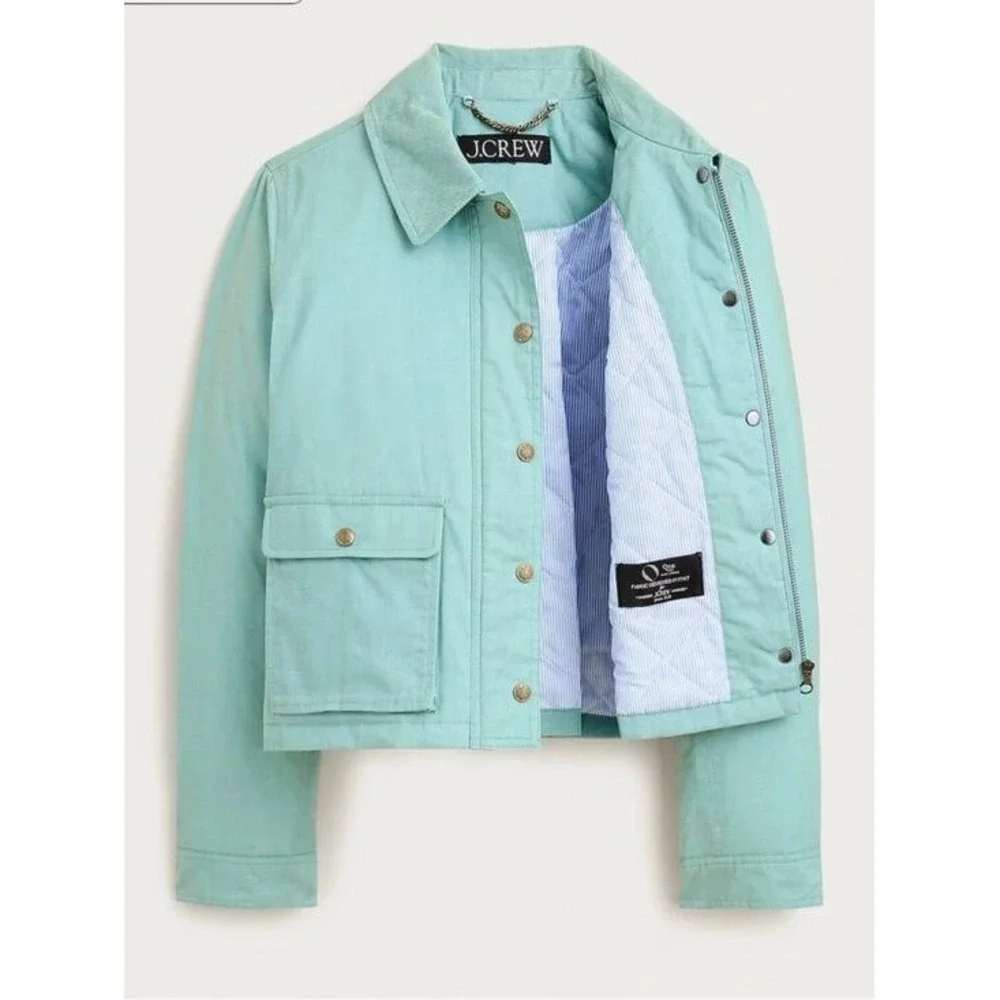 J. Crew Cropped Barn Jacket Smoky Seaglass Sz Small NWT $228‎